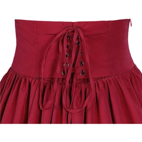 Women Skirt Medieval Renaissance Peasant Skirt Red - Picture 6 of 6